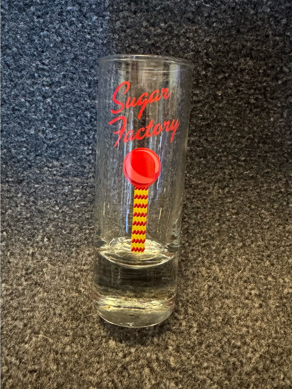 Sugar Factory Souvenir Shot Glass Red Lollipop Graphic